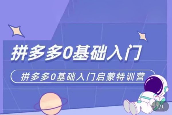 拼多多運營0-1實操特訓(xùn)營，拼多多0基礎(chǔ)入門，從基礎(chǔ)到進(jìn)階的可實操玩法