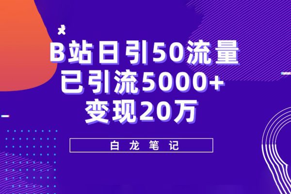 B站日引50+流量，實戰已引流5000+變現20萬，超級實操課程