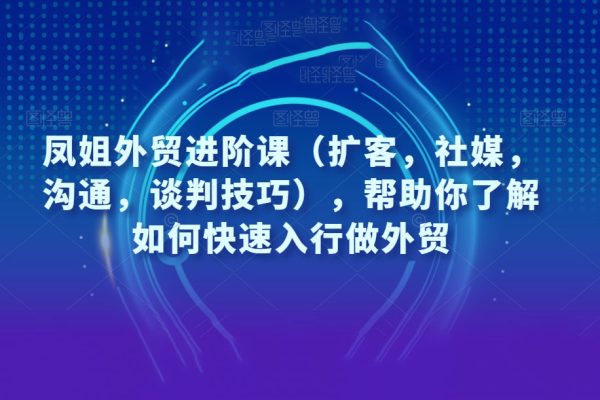 鳳姐外貿(mào)進(jìn)階課（擴(kuò)客，社媒，溝通，談判技巧），幫助你了解如何快速入行做外貿(mào)