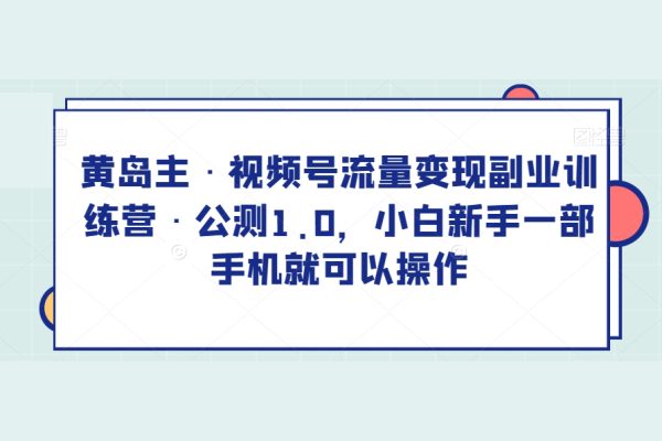 黃島主·視頻號流量變現(xiàn)副業(yè)訓(xùn)練營·公測1.0