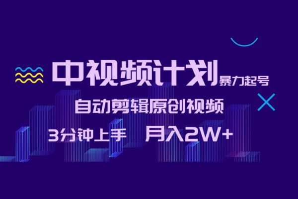 中視頻計劃暴力起號，自動剪輯原創視頻，3分鐘上手，月入2W+【揭秘】