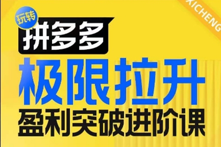 拼多多極限拉升盈利突破進(jìn)階課，從算法到玩法，從玩法到團(tuán)隊(duì)搭建，體系化系統(tǒng)性幫助商家實(shí)現(xiàn)利潤提升