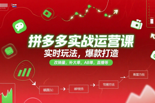 推易電商拼多多實戰運營課，實時玩法，爆款打造，改銷量，補大單，AB單，直播等（更新2025月）