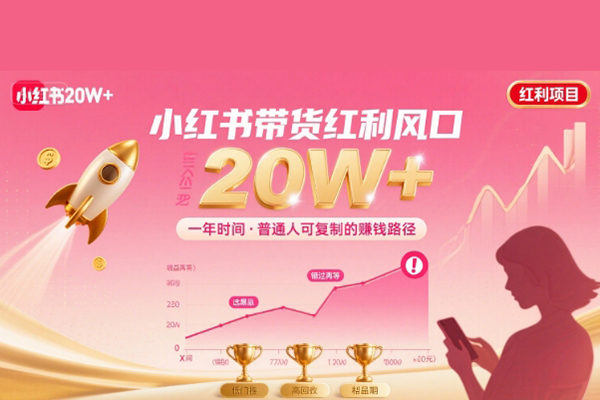 一年時(shí)間靠小紅書帶貨項(xiàng)目年入20w+，最不能錯(cuò)的大紅利項(xiàng)目