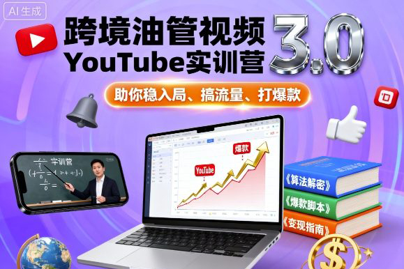 阿藺Leo·跨境油管視頻YouTube實訓營3.0，助你穩入局、搞流量、打爆款