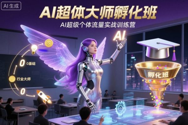 AI超體大師孵化班,AI超級個體流量實戰訓練營